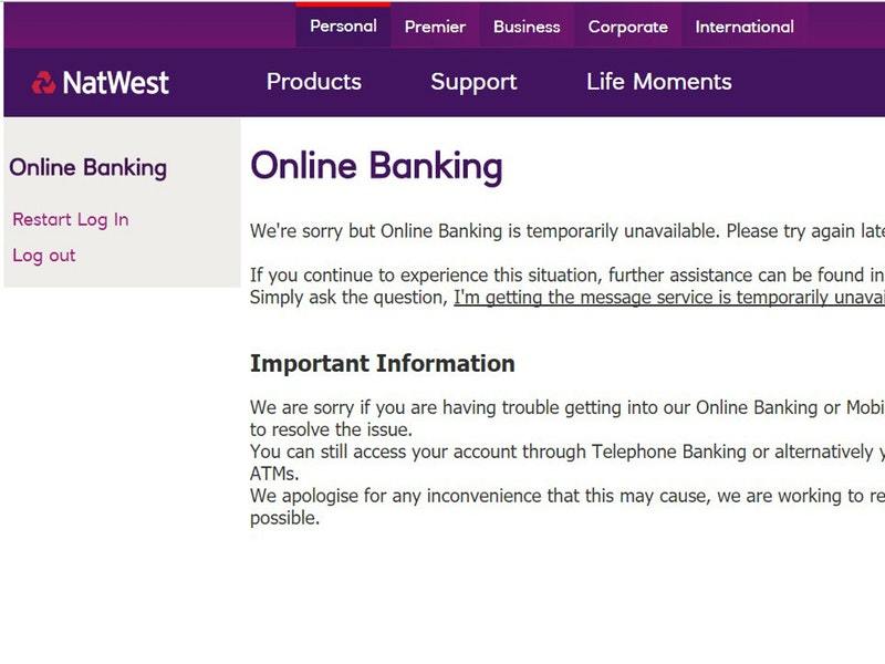 Rbs Natwest And Ulster Bank Customers Locked Out Of Online